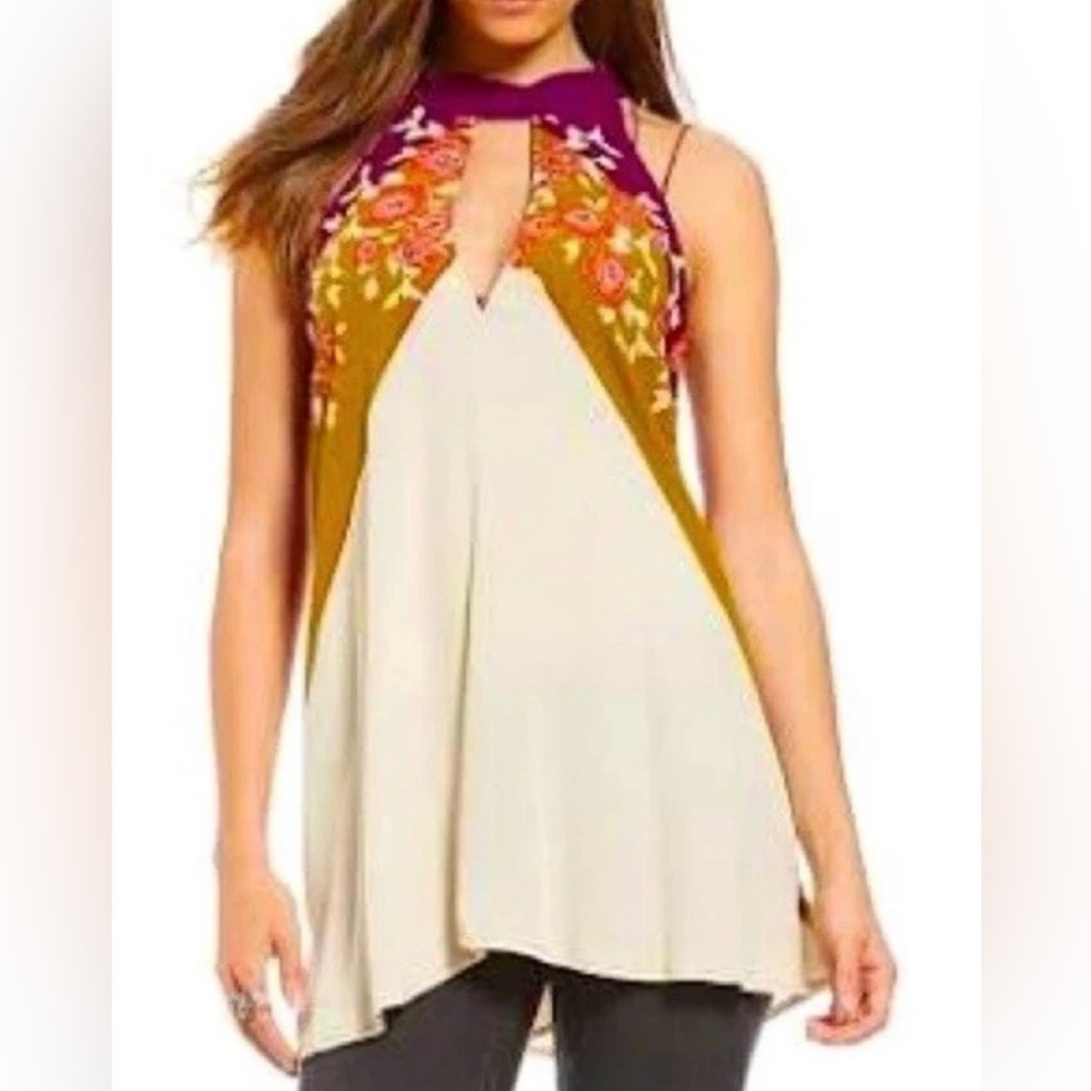NWT~$98.00 Free People Sleeveless Beat of my Heart Tunic Shirt Purple Size M